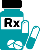 Medikamente mit Aufschrift Rx